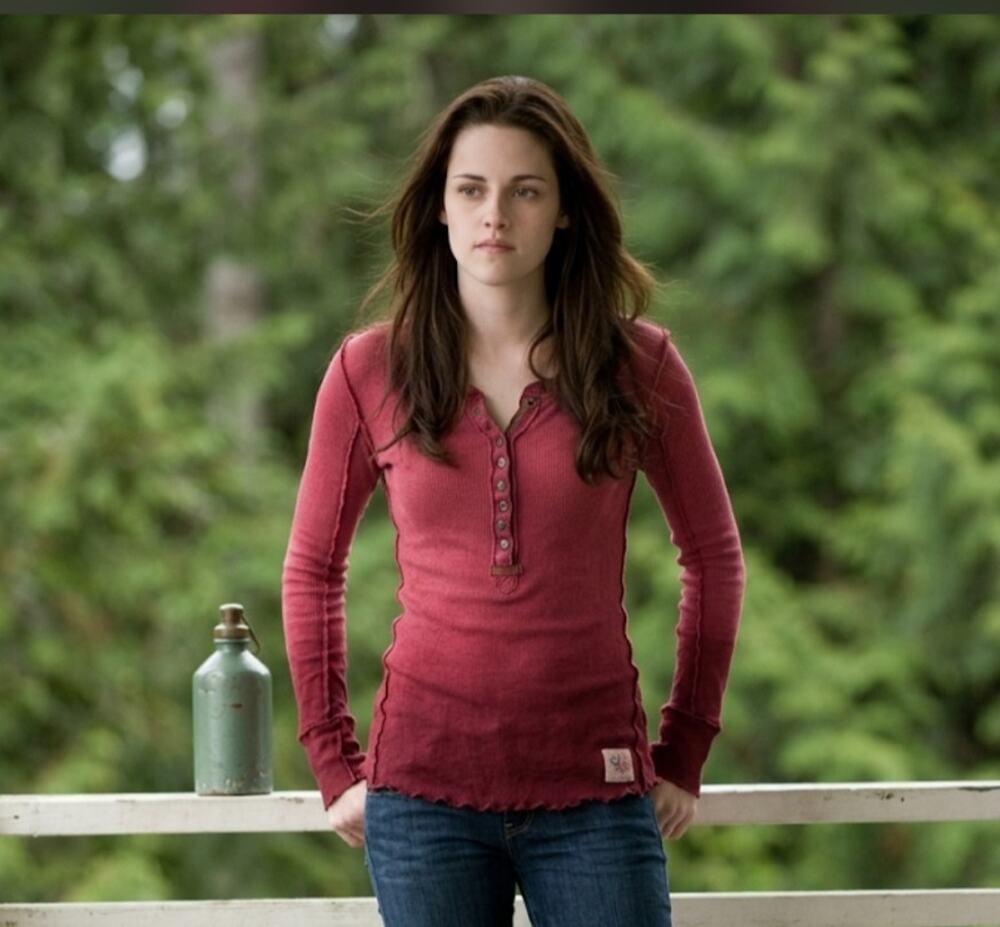 Free People We The Free Shirt Women Red Henley Ombre Linen Blend XS Bella Swan